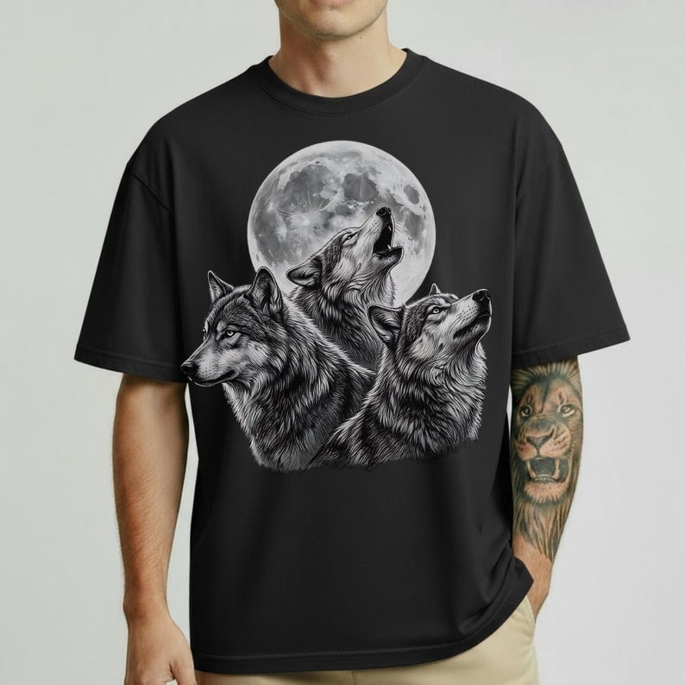 Three Wolves Howling Moon  T-Shirt